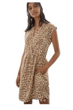 Anthropologie Pilcro Leopard Print Tie-Waist Shirtdress with Pockets